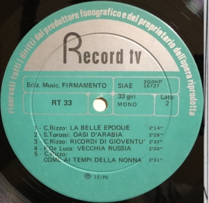 Various Artists - Musiche per commento (1970) Record TV Discografica label B